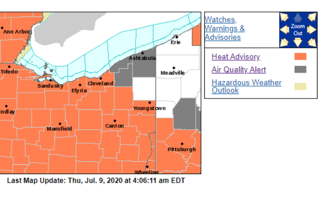 Heat Advisory Issued for Nearly All of Ohio Including Stark