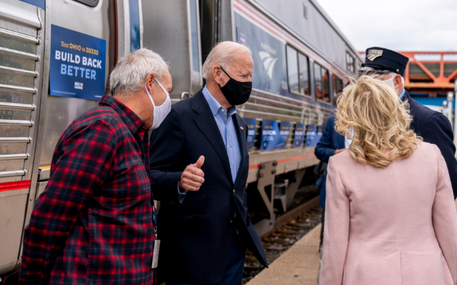 Biden Makes Train Campaign Stop in Alliance