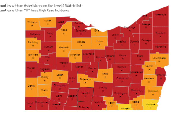 Plenty of Red on Latest Color-Coded Coronavirus Map