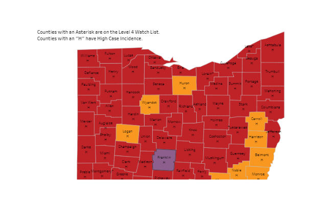 Franklin Goes Purple, Most Red on Weekly Coronavirus Color-Coded Map